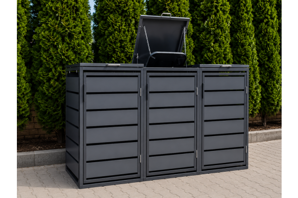 ZABUDOWA ŚMIETNIKOWA 3x120L kolor GRAFIT